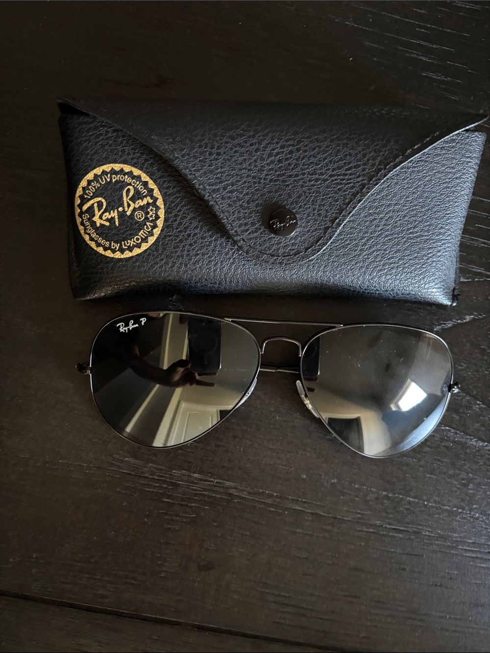 Ray-Ban Aviator Sunglasses in Black and Gold Accents